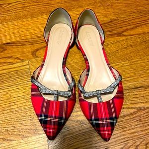 EUC J. Crew holiday plaid flats - size 8.5